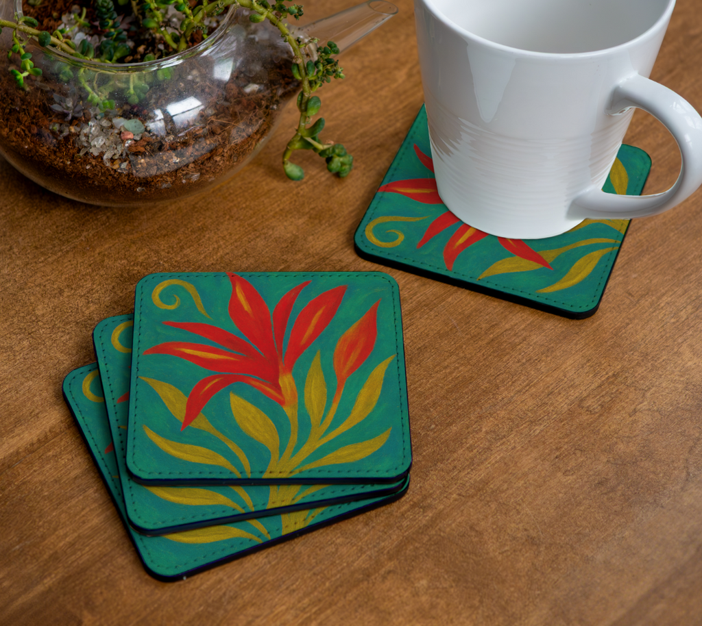 ABSTRACT BIRD OF PARADISE COASTER