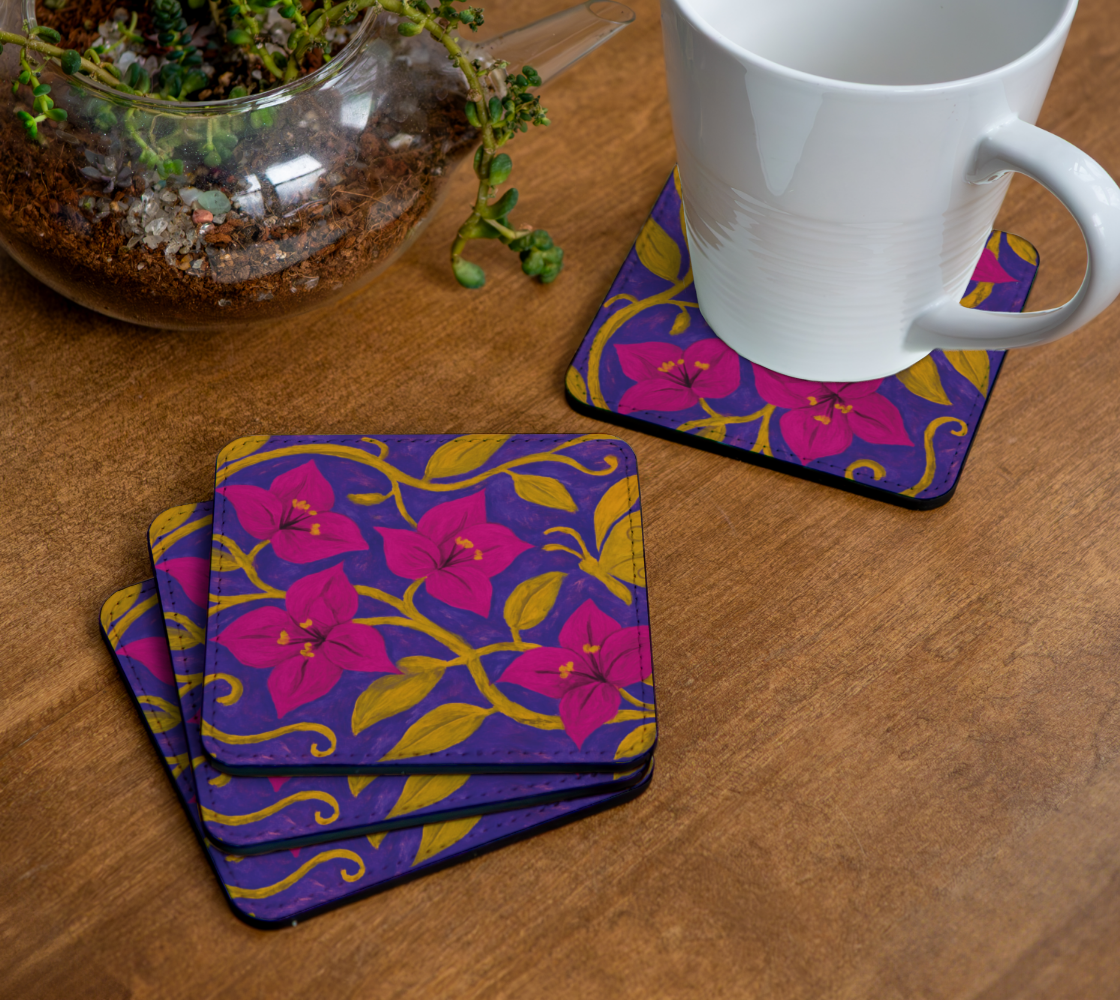 ABSTRACT HAPPY BOUGAINVILLEA COASTER