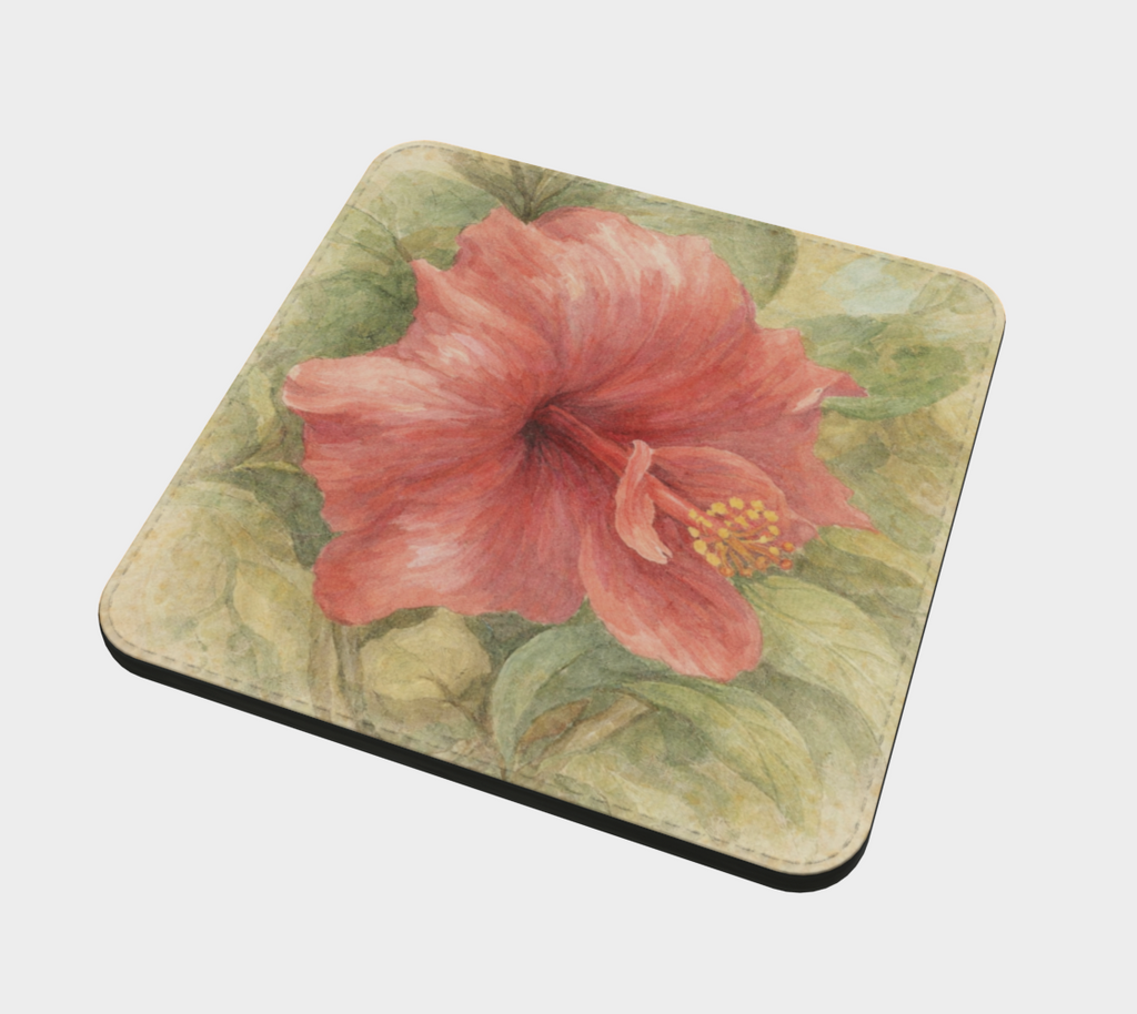ABSTRACT PINK HIBISCUS COASTER
