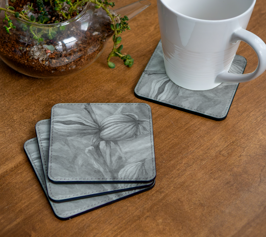 ABSTRACT CHARCOAL SEED POD COASTER