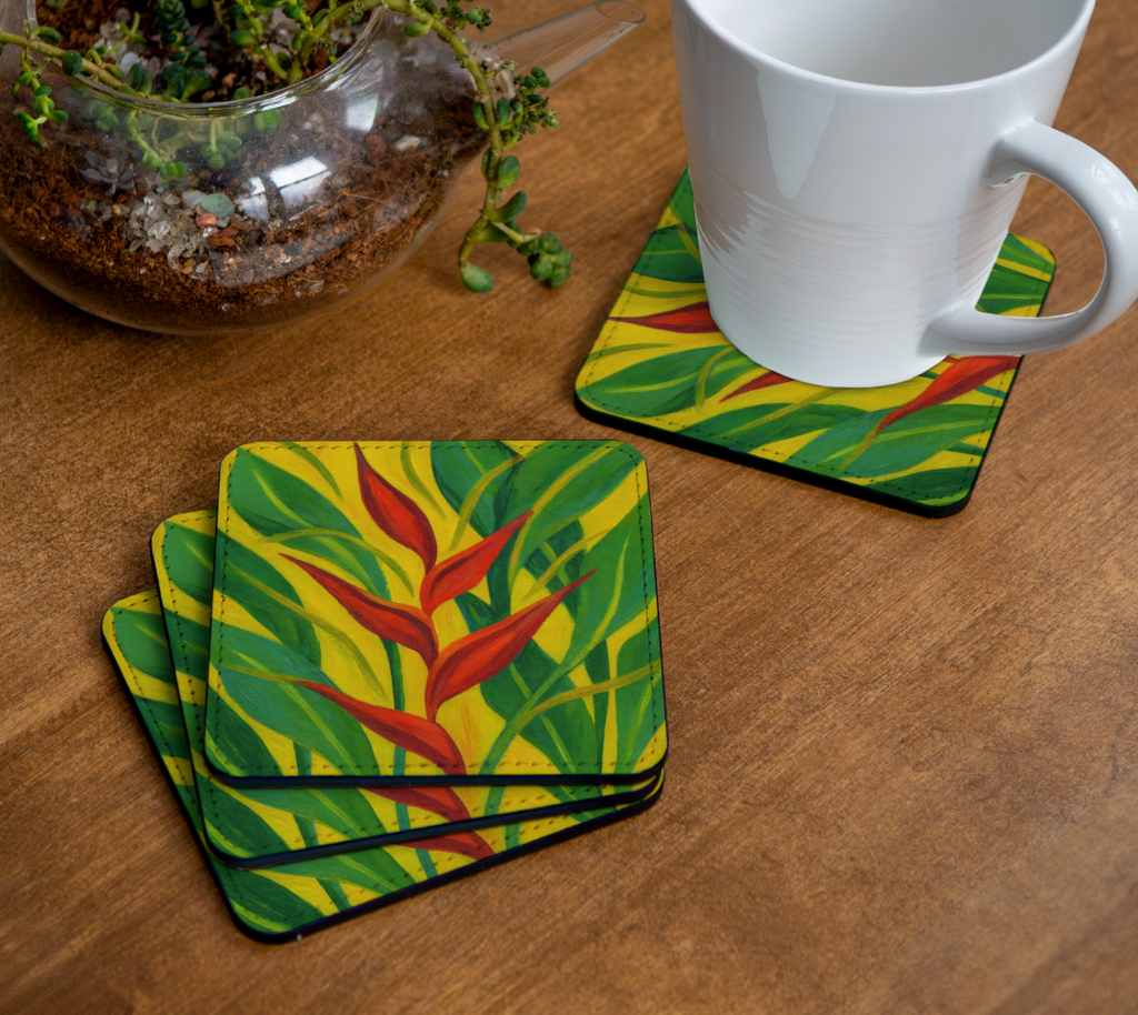 ABSTRACT HELICONIA COASTER