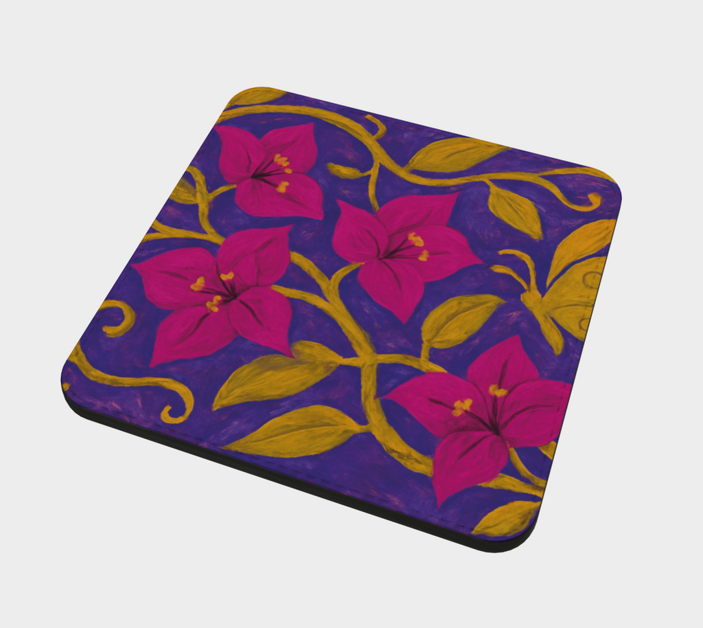 ABSTRACT HAPPY BOUGAINVILLEA COASTER