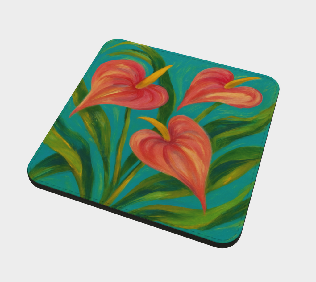 ABSTRACT PINK ANTHURIUM COASTER