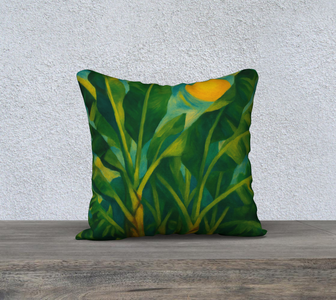 ABSTRACT SUNLIT BANANA TREES PREMIUM ART PILLOW CASE