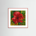 Abstract Red Hibiscus (50 cm x 50 cm) Framed Art Print
