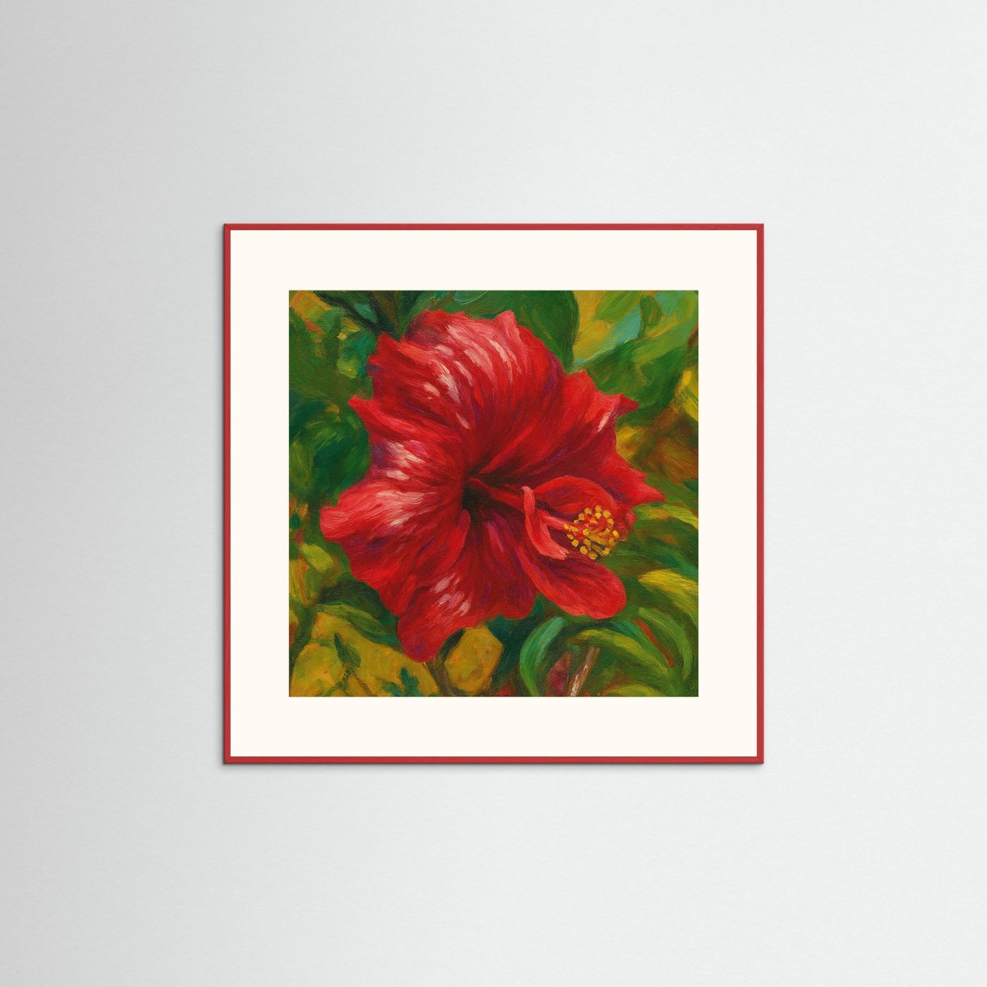 Abstract Red Hibiscus (50 cm x 50 cm) Framed Art Print